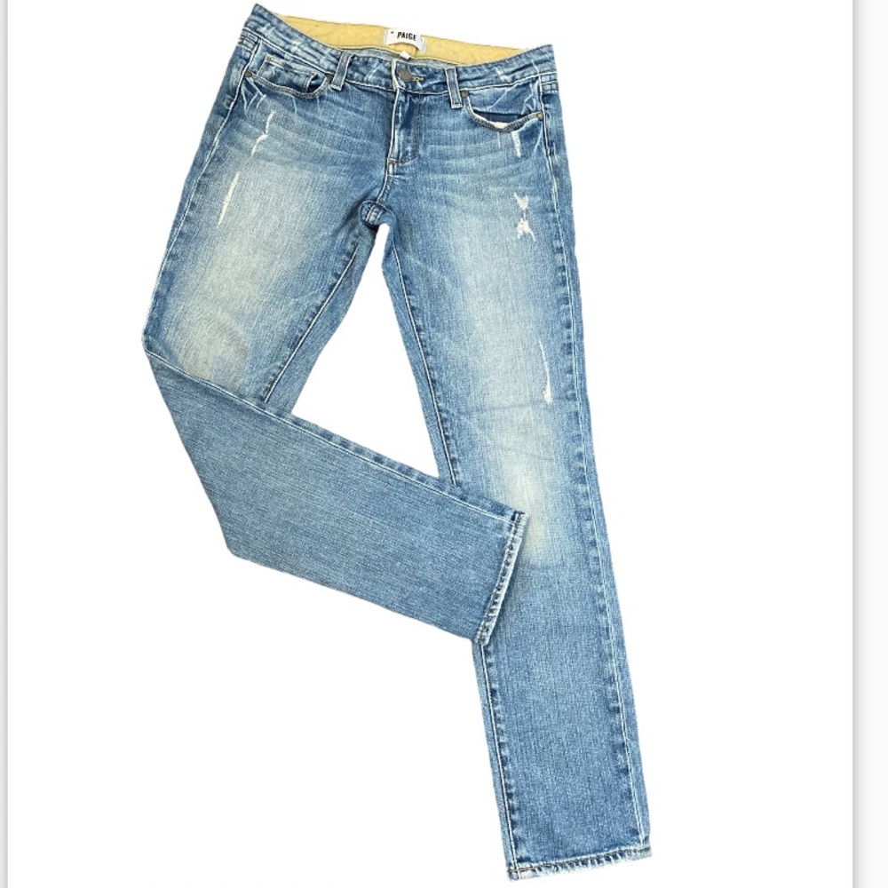 Paige Destress Light Denim Straight Leg Size 28